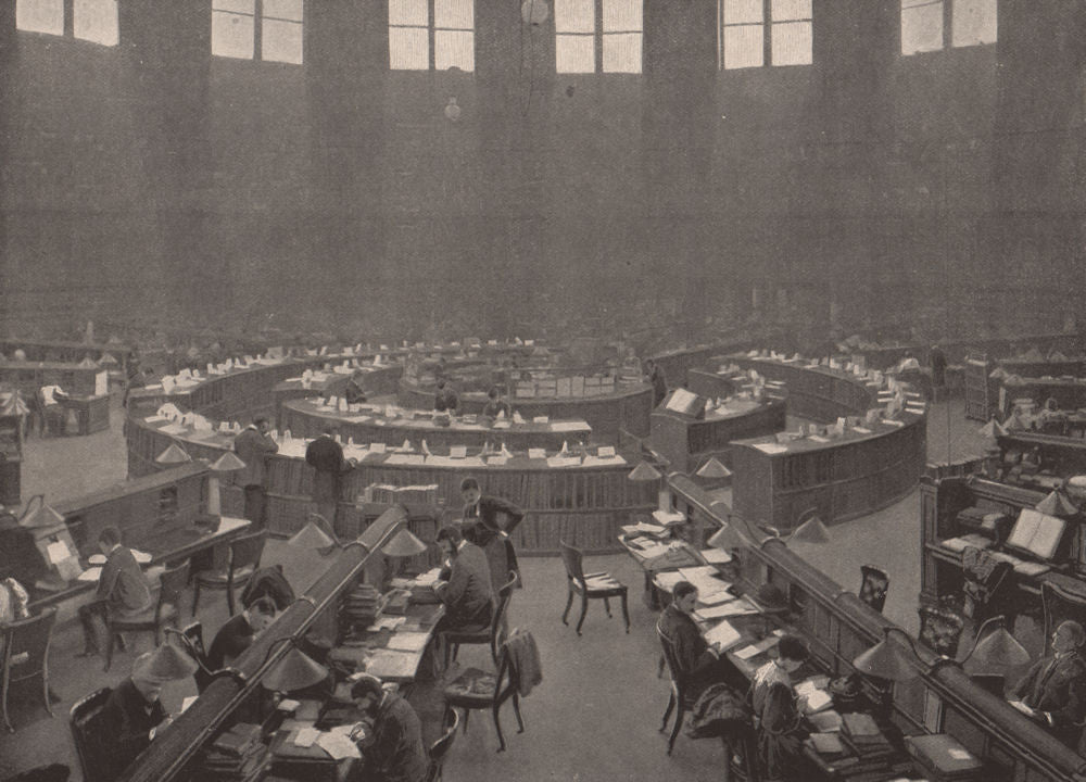 The British Museum. The reading room. London 1896 old antique print picture